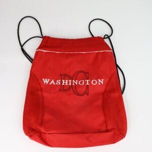 Washington DC Red Cinch Bag Travel Tote Satchel Mesh Embroidered
